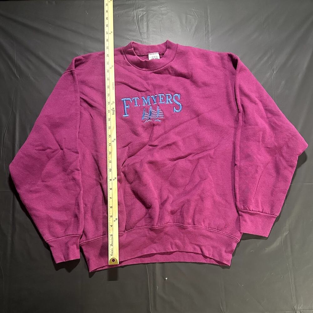 Vintage 90s BVD Ft Myers Florida Sailboat Embroidered Sweatshirt Large USA